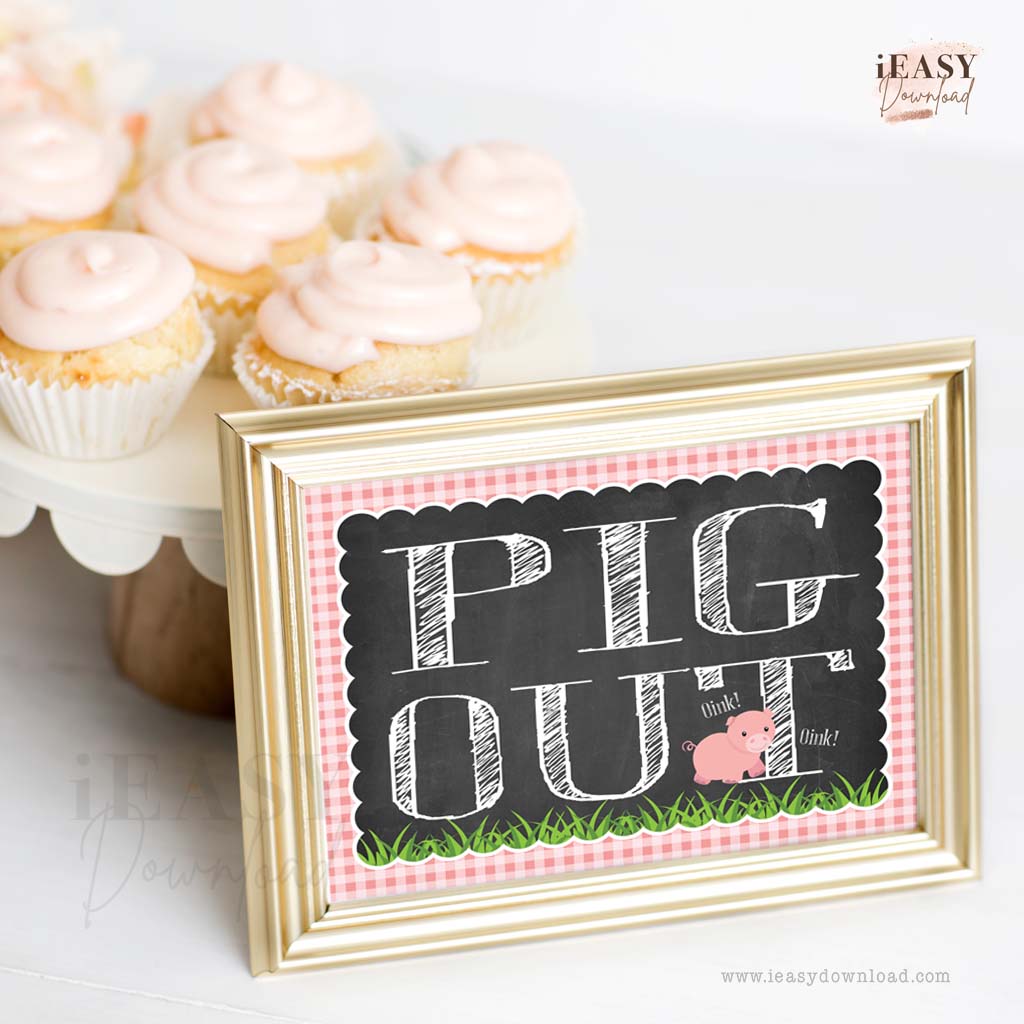 farm themed birthday party - Pig out Party sign for girl