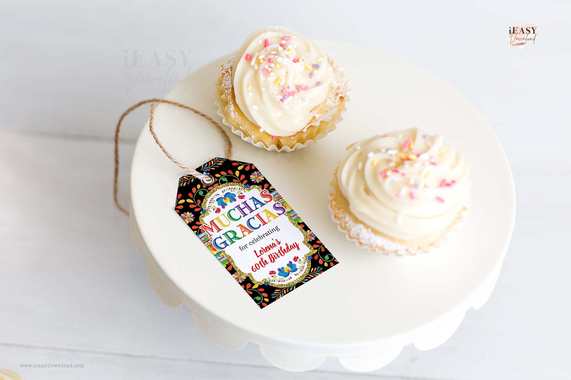 Colourful Fiesta Thank You Gift Tag for Adult Birthday