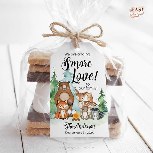 woodland theme baby shower boy tag for cookies Editable and print yourself