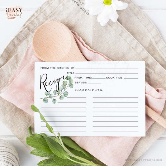 eucalyptus recipe cards for bridesmaids