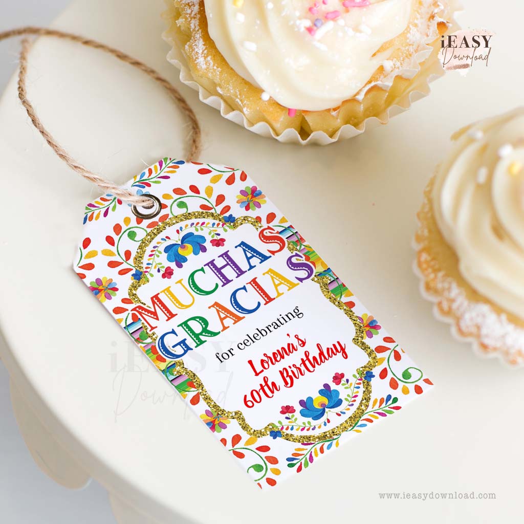 Colourful Fiesta Thank You Gift Tag for Adult Birthday