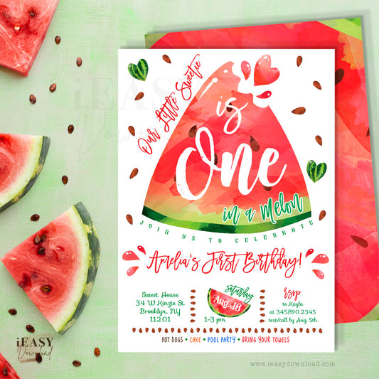 watermelon theme for first birthday Invitation