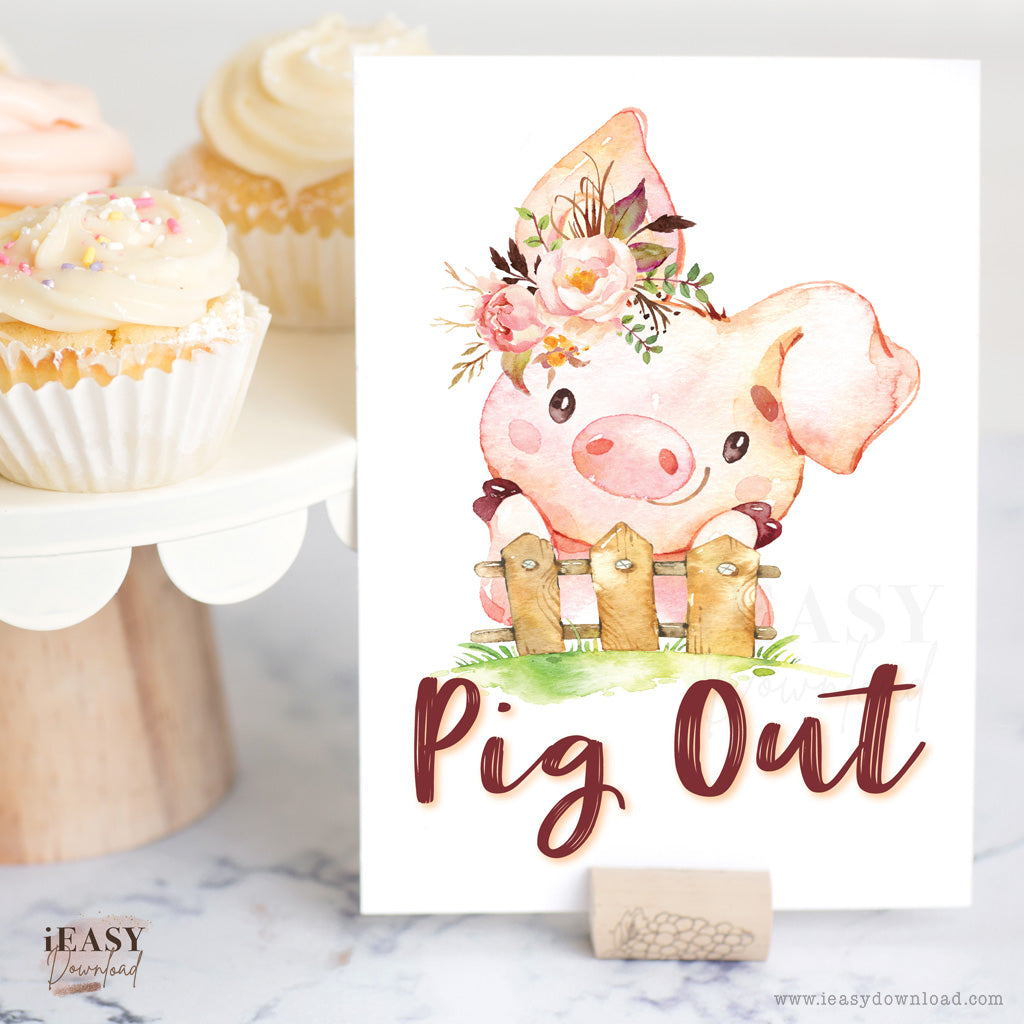 Farm Animal Pig Out Sign Printable