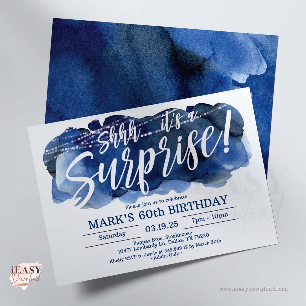 surprise birthday invitation for all ages. edit your own invitation