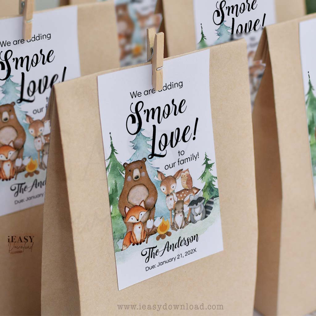 woodland baby shower decorations diy tags or labels